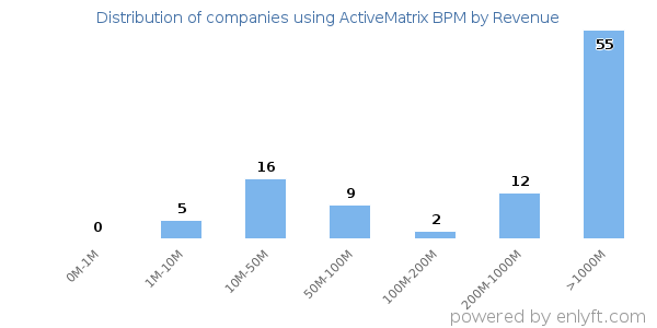 ActiveMatrix BPM clients - distribution by company revenue