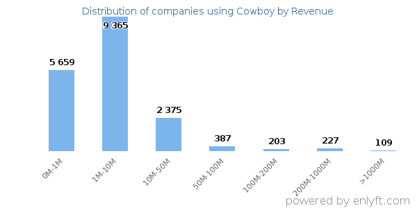 Cowboy clients - distribution by company revenue
