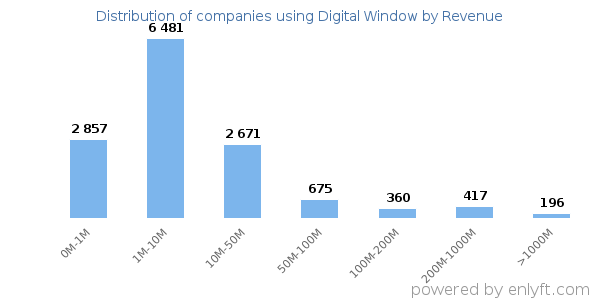 Digital Window clients - distribution by company revenue