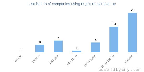 Digizuite clients - distribution by company revenue