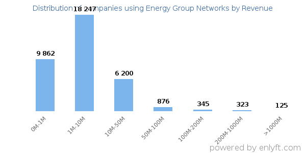 Energy Group Networks clients - distribution by company revenue