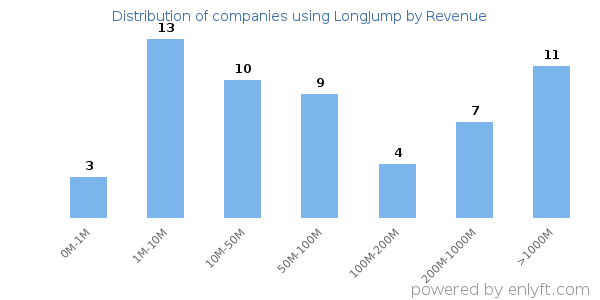 LongJump clients - distribution by company revenue