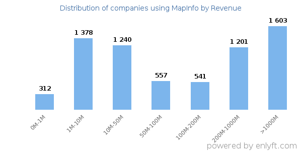 MapInfo clients - distribution by company revenue