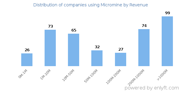Micromine clients - distribution by company revenue