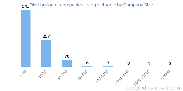 Companies using Netsonic, by size (number of employees)