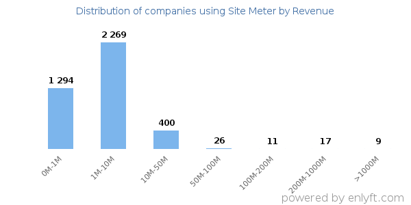 Site Meter clients - distribution by company revenue