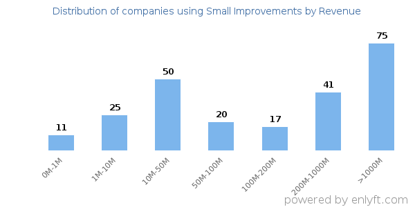 Small Improvements clients - distribution by company revenue
