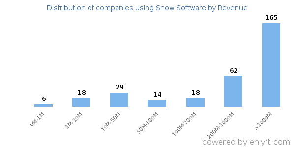 Snow Software clients - distribution by company revenue