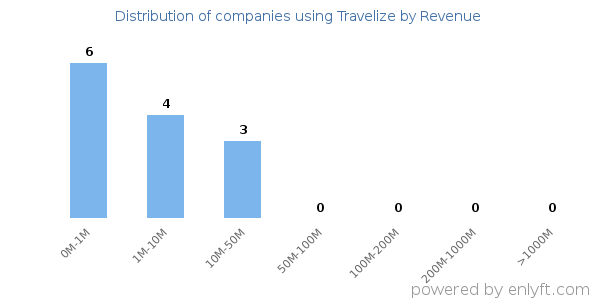 Travelize clients - distribution by company revenue