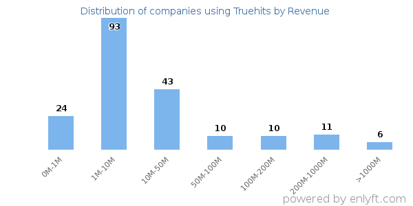 Truehits clients - distribution by company revenue