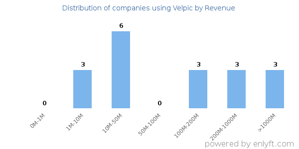 Velpic clients - distribution by company revenue