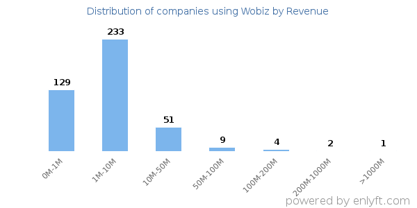 Wobiz clients - distribution by company revenue