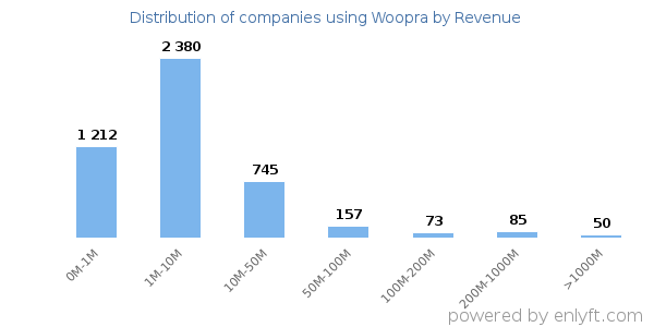 Woopra clients - distribution by company revenue