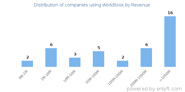 WorkBook clients - distribution by company revenue