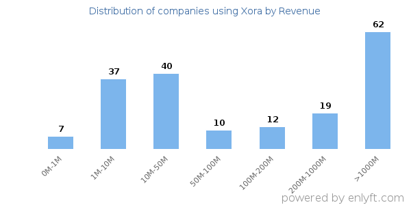 Xora clients - distribution by company revenue